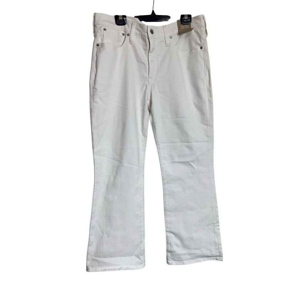 Madewell Jeans Womens Size 31 Pure White Kick Out Crop Mid-Rise Flared Denim NWT